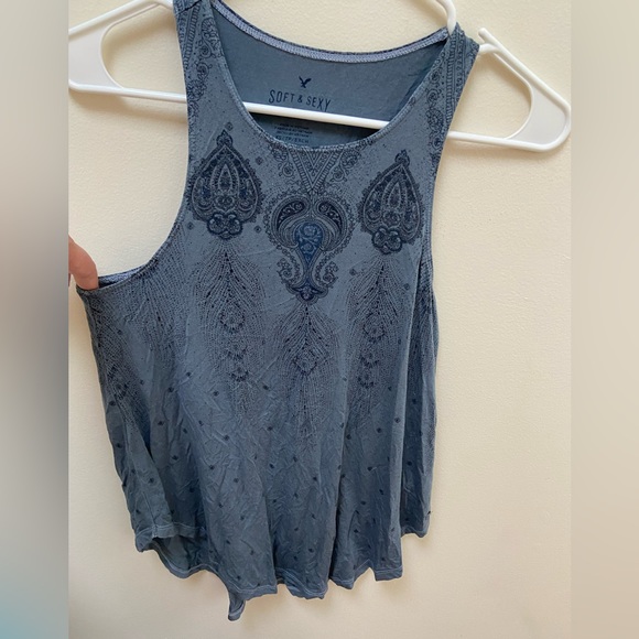 American Eagle outfitters Soft and Sexy Blue Paisley boho Top XS; Oversized - Picture 2 of 5